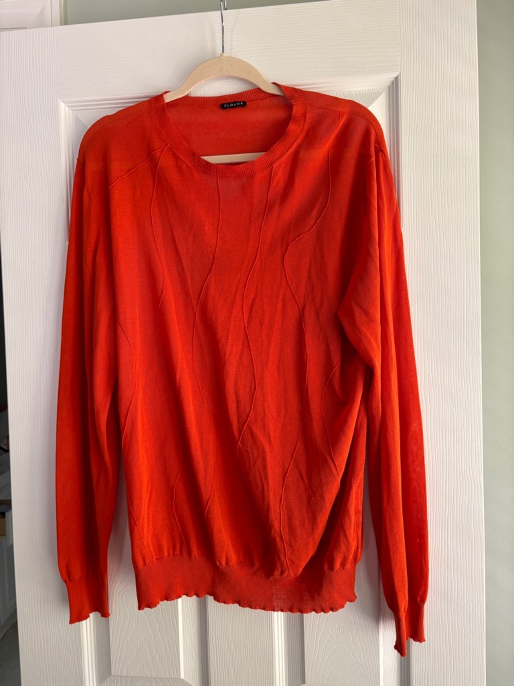 CLOUDS vibrant orange, crew-neck sweater men 100% cotton made in Italy size XXL